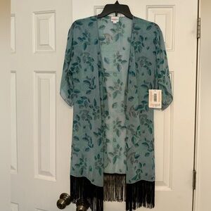 Lularoe NWT Small Blue Floral Monroe Coverup with Fringe